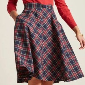Plaid Tartan Midi Fully Lined Swingy Skirt with Bow Waist & Pockets